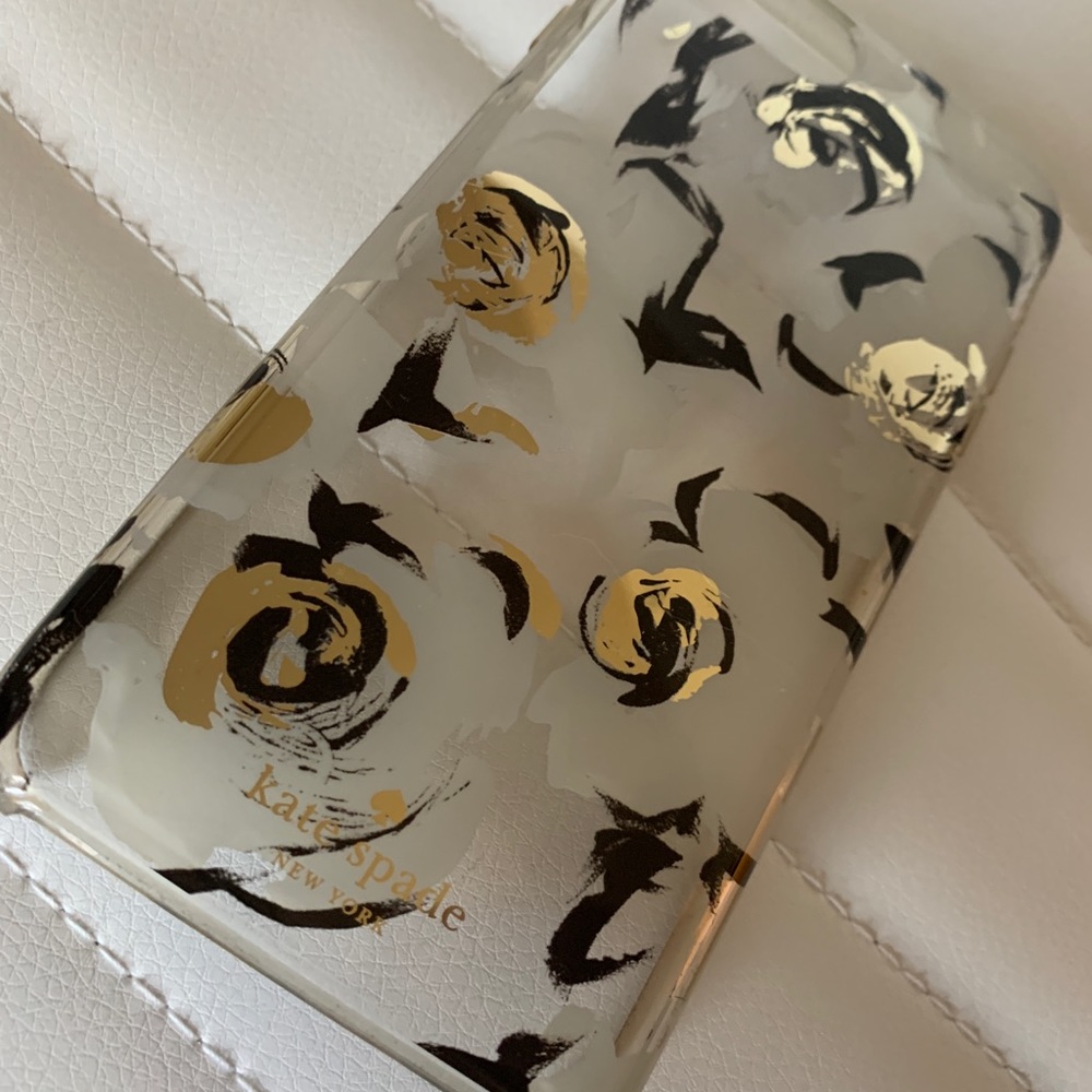 Kate Spade iPhone 7 seven case gold + black roses